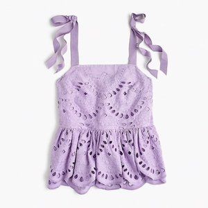 J. Crew Tie Shoulder Eyelet Top, Size 8